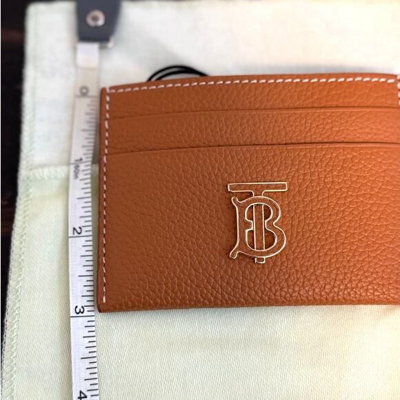 NWT Burberry TB Logo Plaque Leather Card Case in Warm Russet - Picture 10 of 13